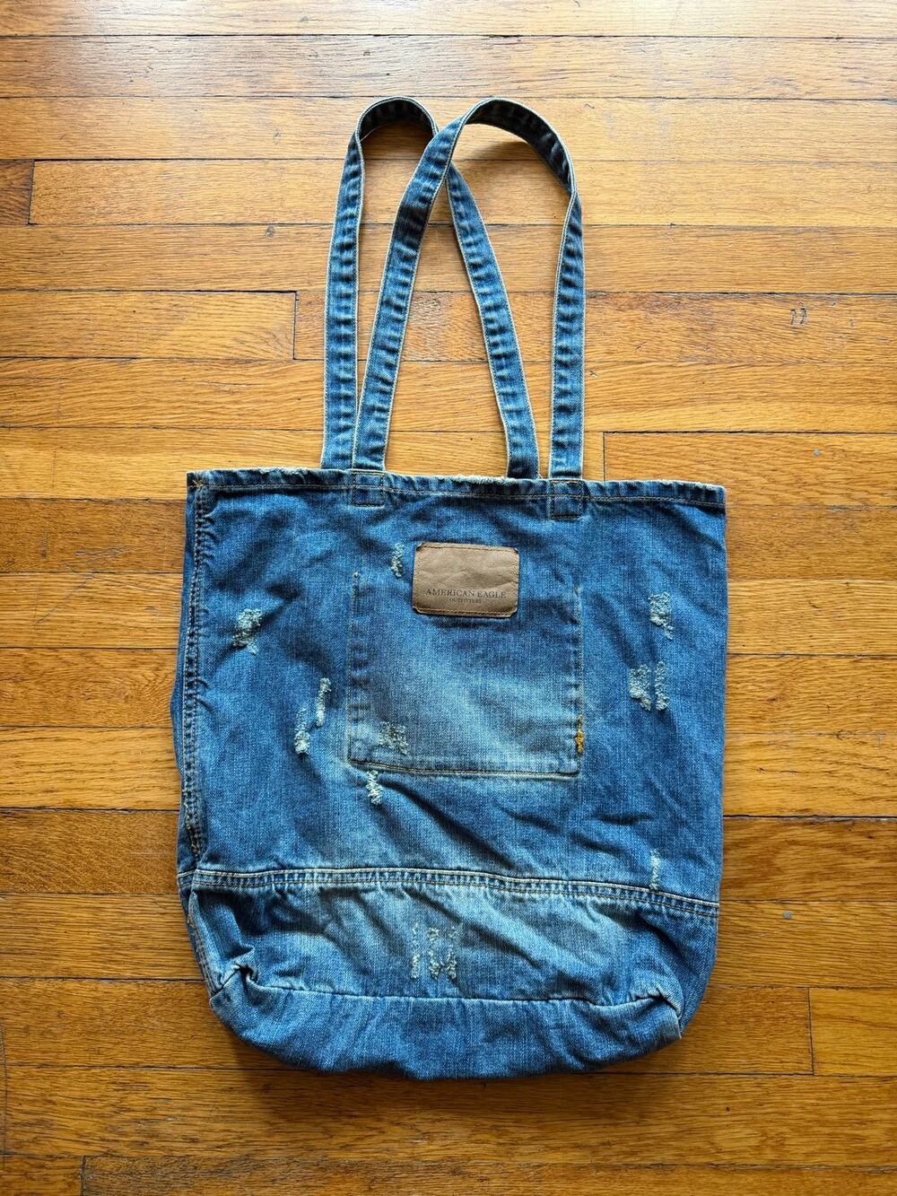 AMERICAN EAGLE Distressed Denim Tote Bag (NWOT)